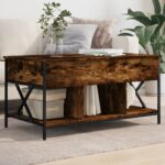 vidaXL sofabord 100x55x50 cm konstrueret træ og metal røget eg - Kategori: 4 vidaXL sofabord 100x55x50 cm konstrueret træ og metal røget eg