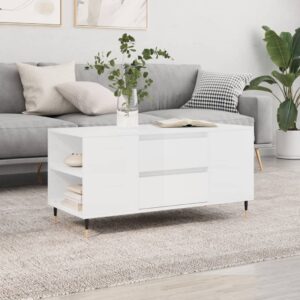 vidaXL sofabord 102x44,5x50 cm konstrueret træ hvid højglans