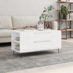 vidaXL sofabord 102×44,5×50 cm konstrueret træ hvid højglans - Kategori: 4 vidaXL sofabord 102x44,5x50 cm konstrueret træ hvid højglans