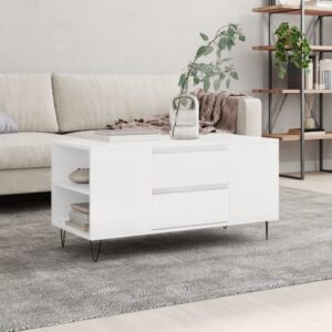 vidaXL sofabord 102x44,5x50 cm konstrueret træ hvid højglans