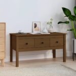vidaXL sofabord 102x49x55 cm massivt fyrretræ gyldenbrun - Kategori: 4 vidaXL sofabord 102x49x55 cm massivt fyrretræ gyldenbrun