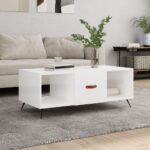 vidaXL sofabord 102x50x40 cm konstrueret træ hvid højglans