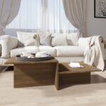 vidaXL sofabord 111,5x50x33 cm konstrueret træ brun egetræ - Kategori: 4 vidaXL sofabord 111,5x50x33 cm konstrueret træ brun egetræ