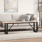 vidaXL sofabord 160x40x45 cm O-stel massivt fyrretræ og støbejern - Kategori: 4 vidaXL sofabord 160x40x45 cm O-stel massivt fyrretræ og støbejern