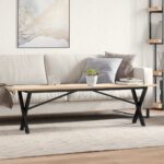 vidaXL sofabord 160x40x45 cm X-stel massivt fyrretræ og støbejern - Kategori: 4 vidaXL sofabord 160x40x45 cm X-stel massivt fyrretræ og støbejern