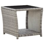 vidaXL sofabord 45x45x40 cm polyrattan og glas grå - Kategori: 4 vidaXL sofabord 45x45x40 cm polyrattan og glas grå