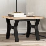 vidaXL sofabord 50x50x35,5 cm Y-stel massivt fyrretræ og støbejern