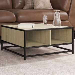 vidaXL sofabord 60,5x60,5x30 cm konstrueret træ og metal sonoma-eg