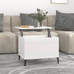 vidaXL sofabord 60×44,5×45 cm konstrueret træ hvid højglans - Kategori: 4 vidaXL sofabord 60x44,5x45 cm konstrueret træ hvid højglans