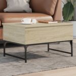 vidaXL sofabord 70x50x40 cm konstrueret træ og metal sonoma-eg - Kategori: 4 vidaXL sofabord 70x50x40 cm konstrueret træ og metal sonoma-eg