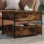 vidaXL sofabord 70x50x50 cm konstrueret træ og metal røget eg - Kategori: 4 vidaXL sofabord 70x50x50 cm konstrueret træ og metal røget eg