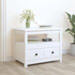 vidaXL sofabord 71x49x55 cm massivt fyrretræ hvid - Kategori: 4 vidaXL sofabord 71x49x55 cm massivt fyrretræ hvid