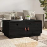 vidaXL sofabord 80x50x35 cm massivt fyrretræ sort - Kategori: 4 vidaXL sofabord 80x50x35 cm massivt fyrretræ sort