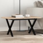vidaXL sofabord 80x50x40 cm X-stel massivt fyrretræ og støbejern - Kategori: 4 vidaXL sofabord 80x50x40 cm X-stel massivt fyrretræ og støbejern