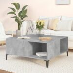 vidaXL sofabord 80x80x36,5 cm konstrueret træ betongrå - Kategori: 4 vidaXL sofabord 80x80x36,5 cm konstrueret træ betongrå