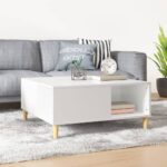 vidaXL sofabord 80x80x36,5 cm konstrueret træ hvid højglans - Kategori: 4 vidaXL sofabord 80x80x36,5 cm konstrueret træ hvid højglans