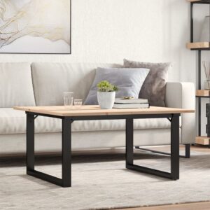 vidaXL sofabord 80x80x45 cm O-stel massivt fyrretræ og støbejern