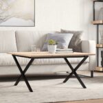 vidaXL sofabord 80x80x45 cm X-stel massivt fyrretræ og støbejern - Kategori: 4 vidaXL sofabord 80x80x45 cm X-stel massivt fyrretræ og støbejern