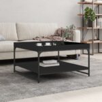 vidaXL sofabord 80x80x45 cm konstrueret træ og jern sort - Kategori: 4 vidaXL sofabord 80x80x45 cm konstrueret træ og jern sort