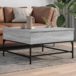vidaXL sofabord 80x80x45 cm konstrueret træ og metal grå sonoma-eg - Kategori: 4 vidaXL sofabord 80x80x45 cm konstrueret træ og metal grå sonoma-eg