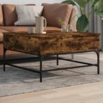 vidaXL sofabord 80x80x45 cm konstrueret træ og metal røget egetræ - Kategori: 4 vidaXL sofabord 80x80x45 cm konstrueret træ og metal røget egetræ