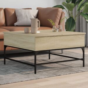 vidaXL sofabord 80x80x45 cm konstrueret træ og metal sonoma-eg