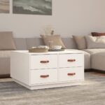 vidaXL sofabord 80x80x45 cm massivt fyrretræ hvid - Kategori: 4 vidaXL sofabord 80x80x45 cm massivt fyrretræ hvid