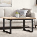 vidaXL sofabord 80x80x45,5 cm O-stel massivt fyrretræ og støbejern - Kategori: 4 vidaXL sofabord 80x80x45,5 cm O-stel massivt fyrretræ og støbejern