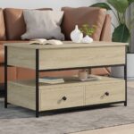 vidaXL sofabord 85x50x50 cm konstrueret træ og metal sonoma-eg - Kategori: 4 vidaXL sofabord 85x50x50 cm konstrueret træ og metal sonoma-eg