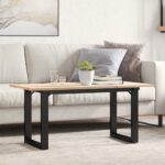 vidaXL sofabord 90x40x45 cm O-stel massivt fyrretræ og støbejern - Kategori: 4 vidaXL sofabord 90x40x45 cm O-stel massivt fyrretræ og støbejern