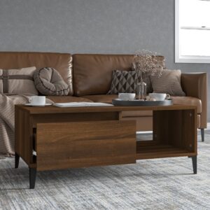 vidaXL sofabord 90x50x36,5 cm konstrueret træ brun egetræsfarve