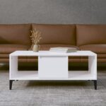 vidaXL sofabord 90x50x36,5 cm konstrueret træ hvid højglans - Kategori: 4 vidaXL sofabord 90x50x36,5 cm konstrueret træ hvid højglans