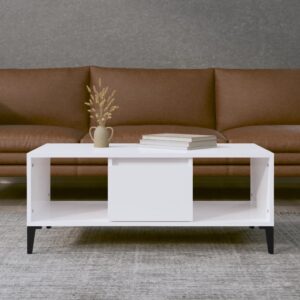 vidaXL sofabord 90x50x36,5 cm konstrueret træ hvid højglans