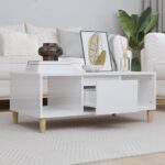 vidaXL sofabord 90x50x36,5 cm konstrueret træ hvid højglans - Kategori: 4 vidaXL sofabord 90x50x36,5 cm konstrueret træ hvid højglans