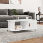 vidaXL sofabord 90x50x40 cm konstrueret træ hvid højglans - Kategori: 4 vidaXL sofabord 90x50x40 cm konstrueret træ hvid højglans
