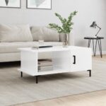 vidaXL sofabord 90x50x40 cm konstrueret træ hvid højglans - Kategori: 4 vidaXL sofabord 90x50x40 cm konstrueret træ hvid højglans