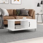 vidaXL sofabord 90x50x40 cm konstrueret træ hvid højglans - Kategori: 4 vidaXL sofabord 90x50x40 cm konstrueret træ hvid højglans