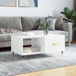 vidaXL sofabord 90x50x40 cm konstrueret træ hvid højglans - Kategori: 4 vidaXL sofabord 90x50x40 cm konstrueret træ hvid højglans