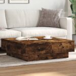 vidaXL sofabord 90x90x28 cm konstrueret træ røget egetræsfarve - Kategori: 4 vidaXL sofabord 90x90x28 cm konstrueret træ røget egetræsfarve