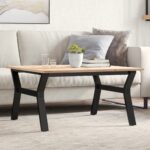 vidaXL sofabord 90x90x45 cm Y-stel massivt fyrretræ og støbejern - Kategori: 4 vidaXL sofabord 90x90x45 cm Y-stel massivt fyrretræ og støbejern