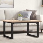 vidaXL sofabord 90x90x45,5 cm O-stel massivt fyrretræ og støbejern