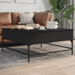 vidaXL sofabord 95x95x45 cm konstrueret træ og metal sort - Kategori: 4 vidaXL sofabord 95x95x45 cm konstrueret træ og metal sort