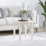 vidaXL sofabord Ø 55×45 cm massivt fyrretræ hvid - Kategori: 4 vidaXL sofabord Ø 55x45 cm massivt fyrretræ hvid