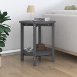 vidaXL sofabord Ø 55×60 cm massivt fyrretræ grå - Kategori: 4 vidaXL sofabord Ø 55x60 cm massivt fyrretræ grå