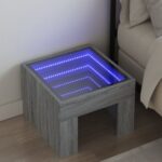 vidaXL sofabord med Infinity LED-lys 40x40x30 cm grå sonoma-eg