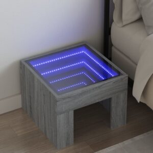 vidaXL sofabord med Infinity LED-lys 40x40x30 cm grå sonoma-eg