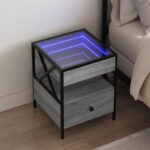 vidaXL sofabord med Infinity LED-lys 40x40x51 cm grå sonoma-eg - Kategori: 4 vidaXL sofabord med Infinity LED-lys 40x40x51 cm grå sonoma-eg