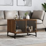 vidaXL sofabord med glaslåger 68,5x50x50 cm brun egetræsfarve - Kategori: 4 vidaXL sofabord med glaslåger 68,5x50x50 cm brun egetræsfarve
