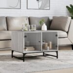 vidaXL sofabord med glaslåger 68,5x50x50 cm grå sonoma-eg - Kategori: 4 vidaXL sofabord med glaslåger 68,5x50x50 cm grå sonoma-eg
