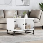 vidaXL sofabord med glaslåger 68,5x50x50 cm hvid - Kategori: 4 vidaXL sofabord med glaslåger 68,5x50x50 cm hvid